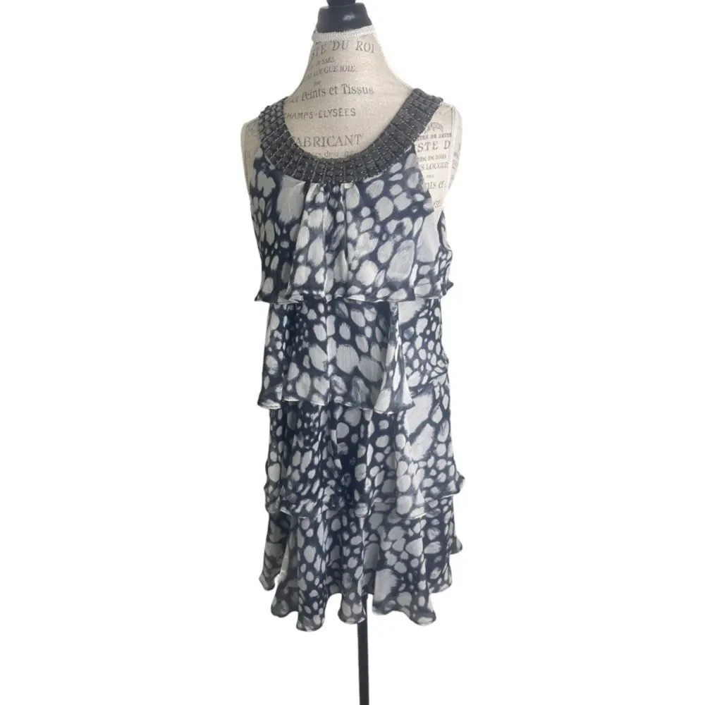 Studio One tiered ruffle dress with metal detail on collar sz 12 EUC prom